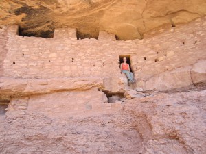 The outer wall has many small holes for viewing into canyon below