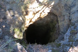 Old mine shaft, about 100 ft deep and no barriers.  Scary!